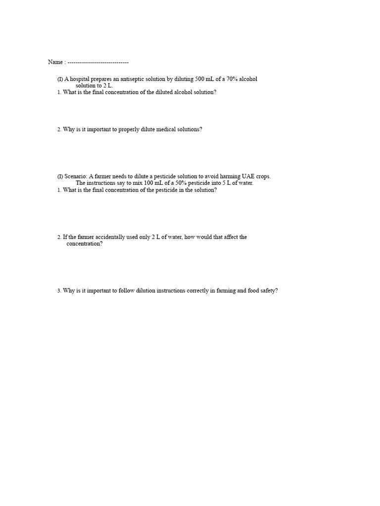 Open Solution Dilution Home Work | PDF