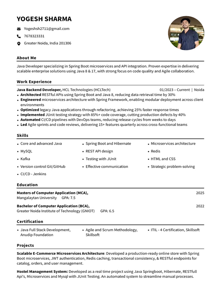 Java Developer Resume - Spring Boot Expert | PDF