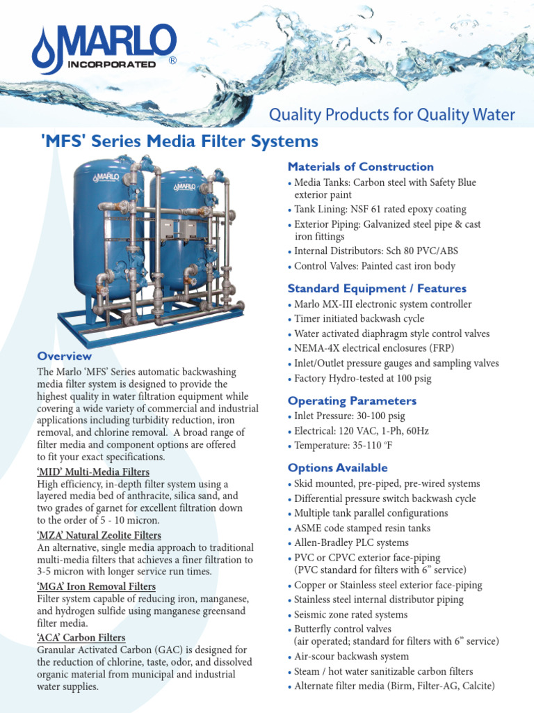 MFS Series Brochure (1-131 R6) | PDF | Filtration | Pipe (Fluid Conveyance)