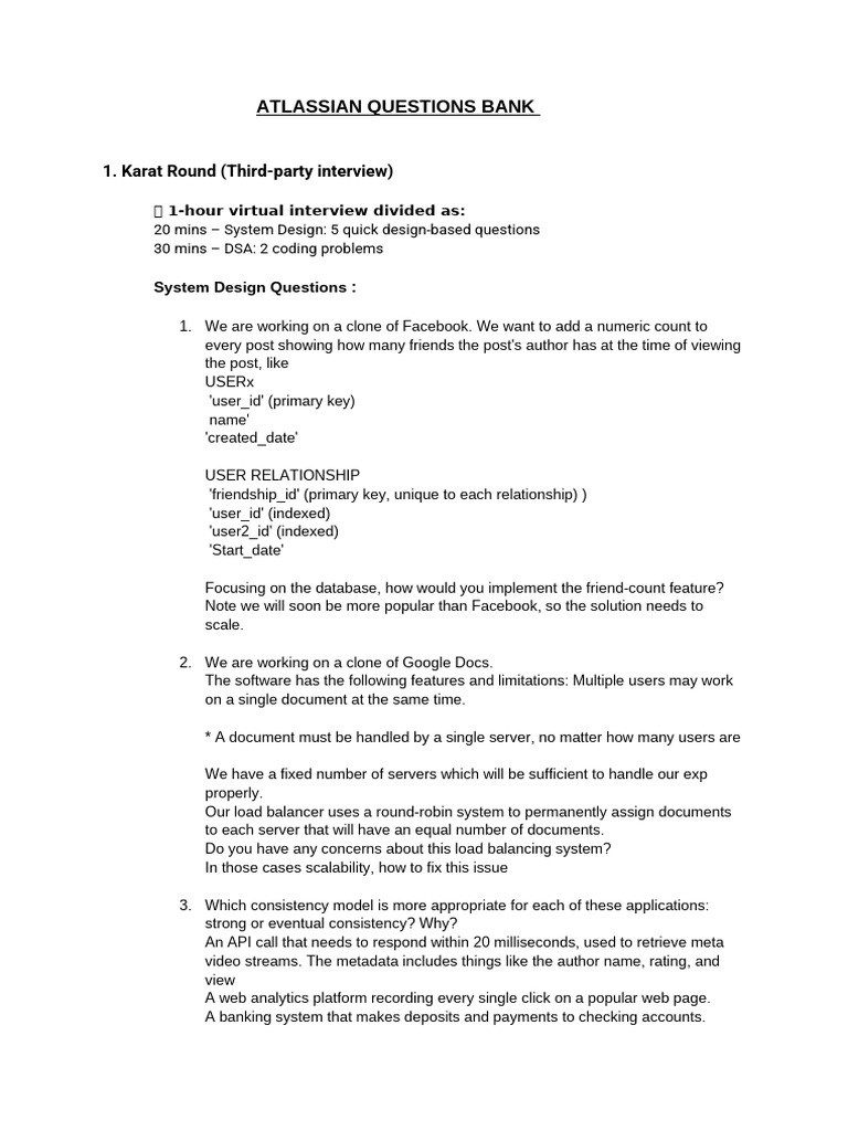 Atlassian Interview Questions Bank | PDF | Load Balancing (Computing ...