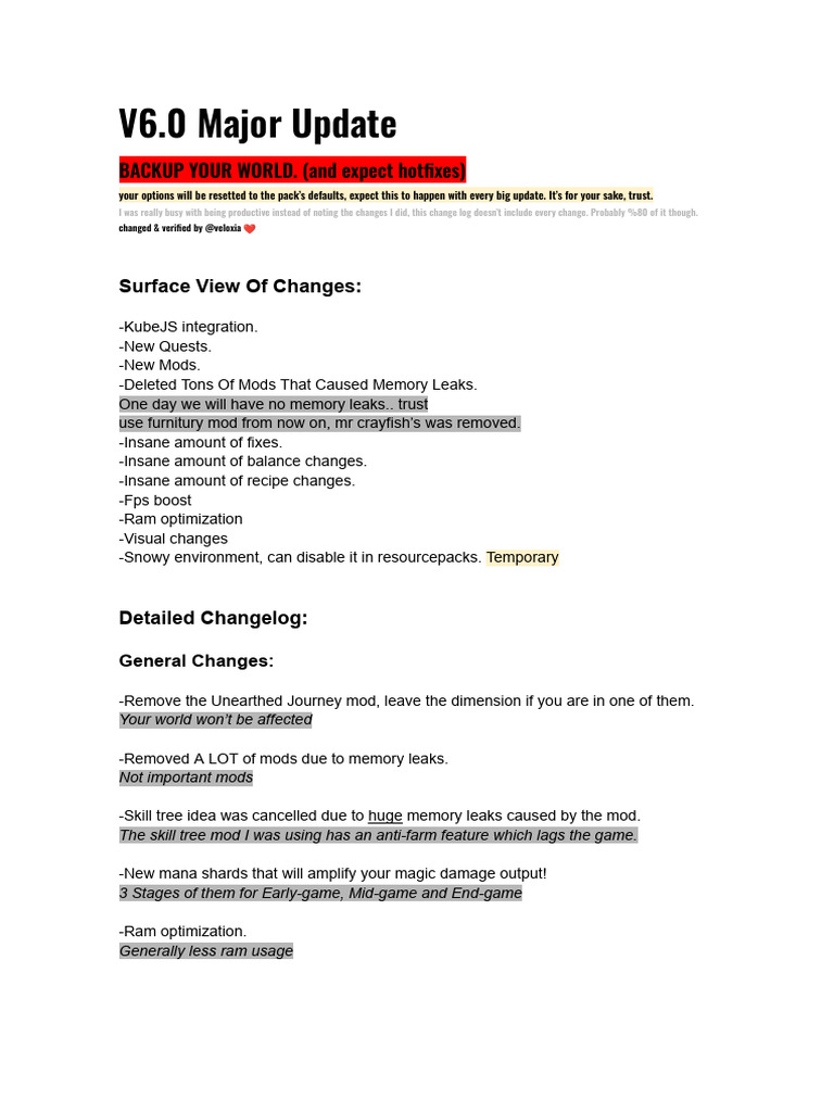 V6.0 Major Update: Features & Fixes | PDF
