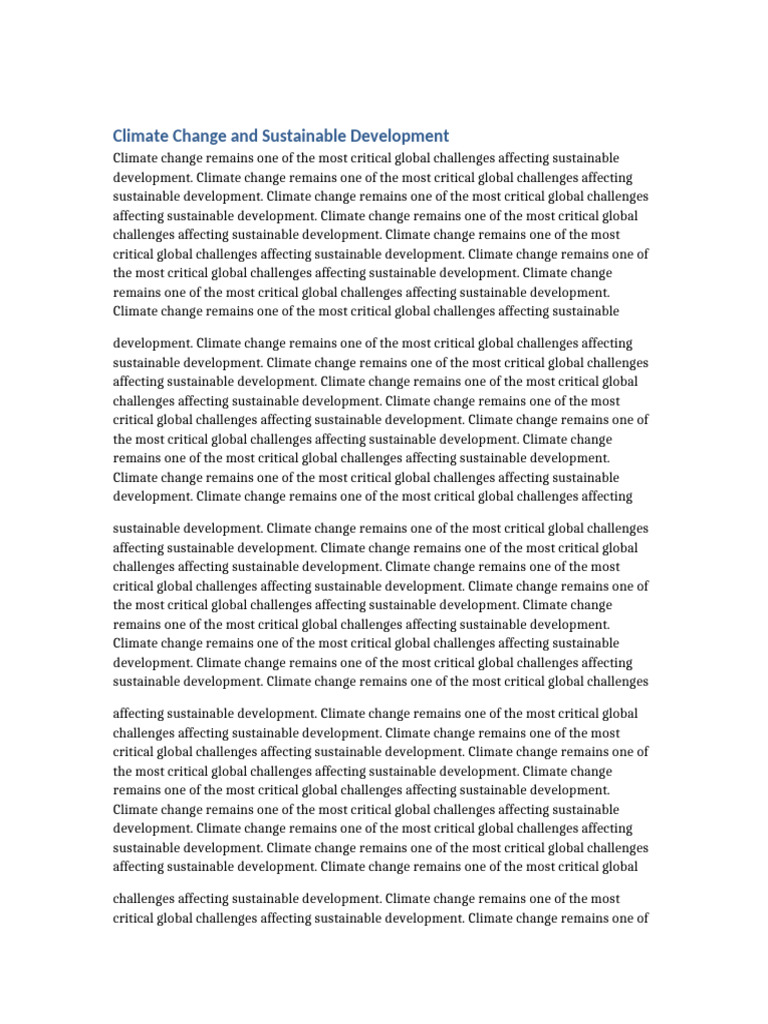 Climate Change and Sustainable Development | PDF | Sustainable ...