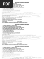 ATIVIDADES PORÍFEROS E CNIDÁRIOS