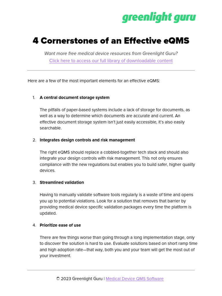 4 Key Elements of Effective eQMS | PDF