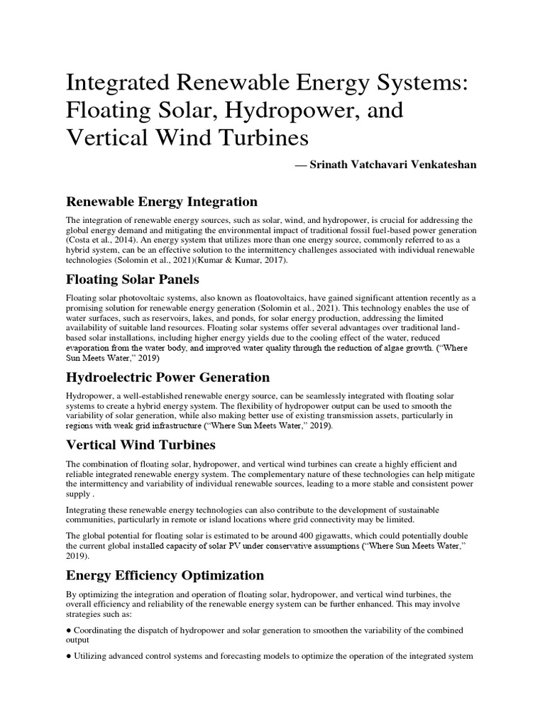Integrated Renewable Energy Systems Floa | PDF | Wind Power | Renewable ...