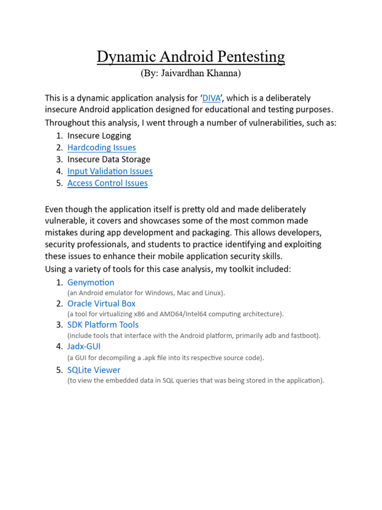 Dynamic Android Pentesting Guide | PDF | Android (Operating System ...