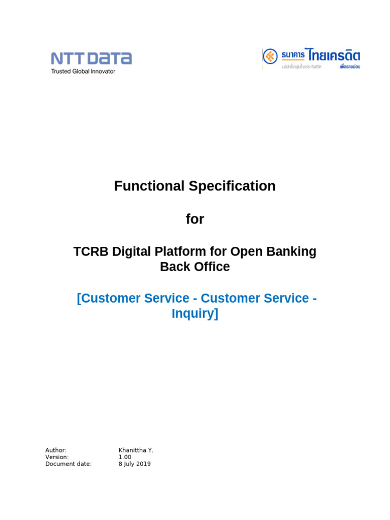 Open Banking Back Office Specification | PDF