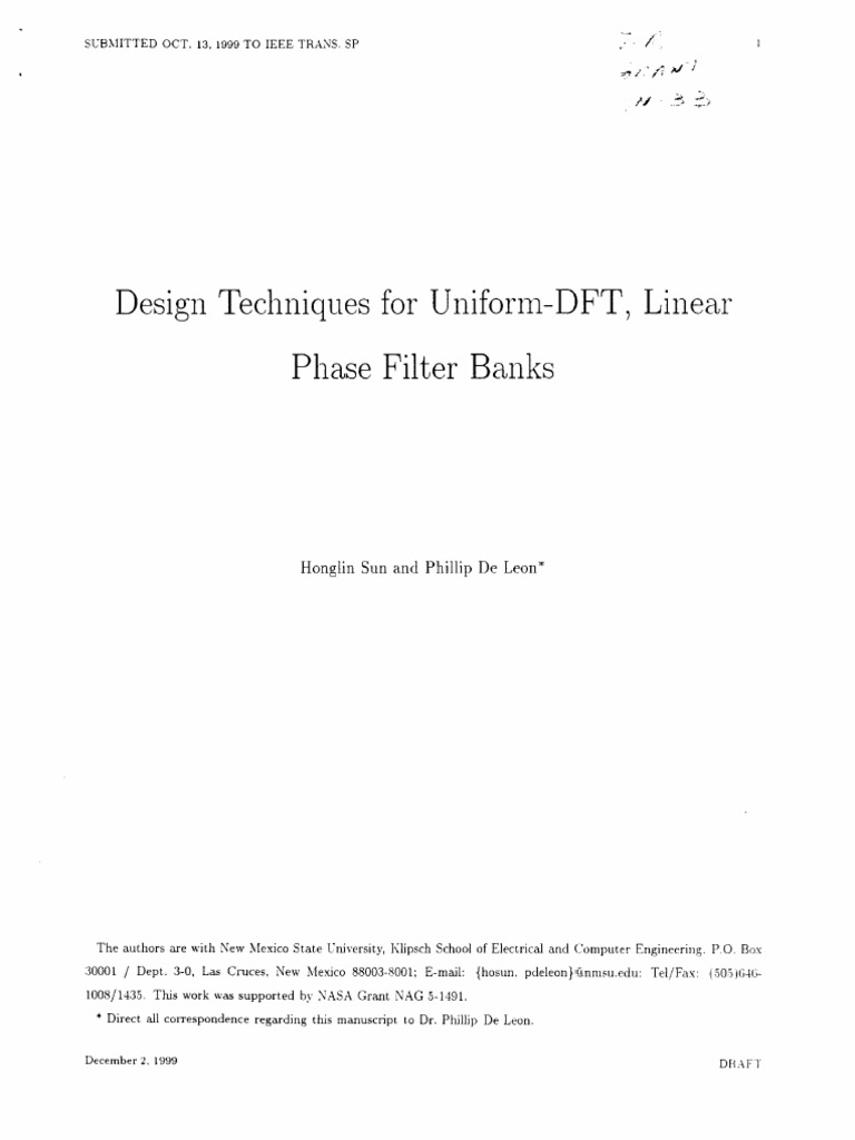 Design Techniques For Uniform DFT Linear | PDF | Filter (Signal ...