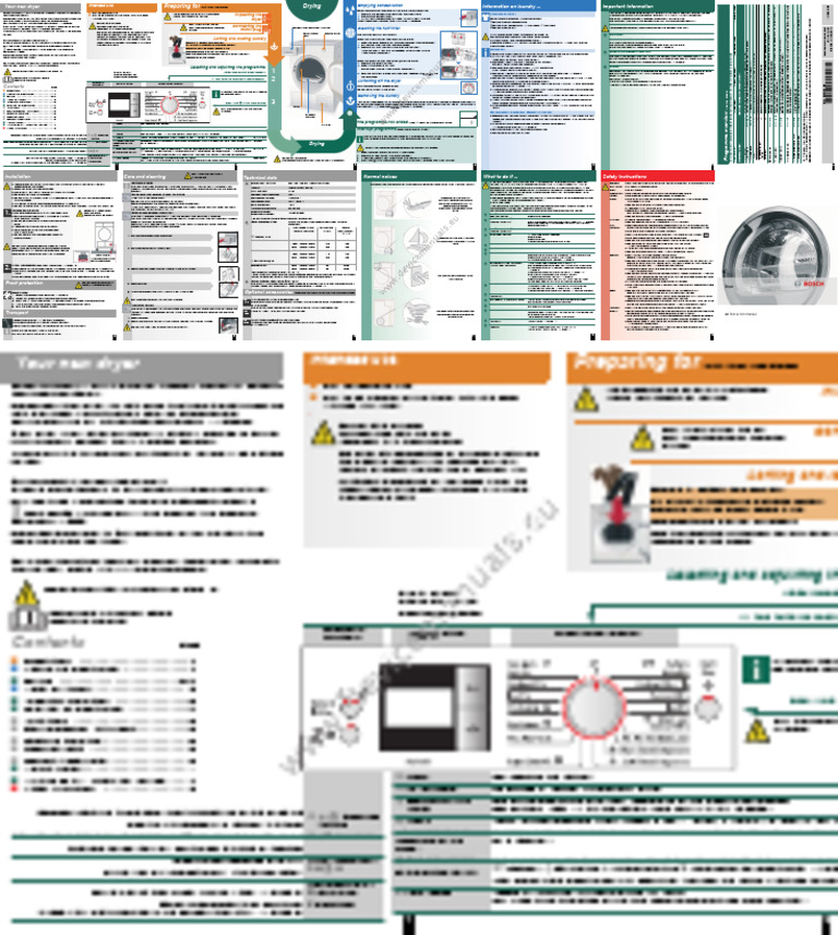 Bosch Dryer Installation and Use Guide | PDF | Clothes Dryer | Textiles