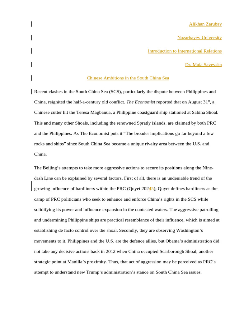 Recent Clashes in The South China Sea | PDF | International Relations ...