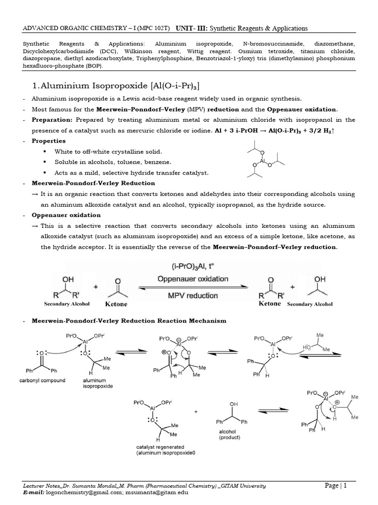 Synthetic Reagents in Organic Chemistry | PDF | Alkene | Ester