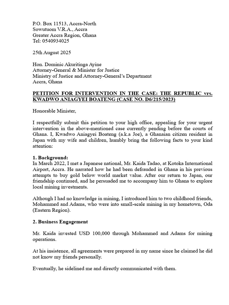 Petition for Justice in Ghana Case D6/215/2023 | PDF | Accra | Justice