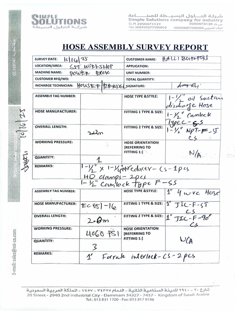 Hose Assy. Survey | PDF