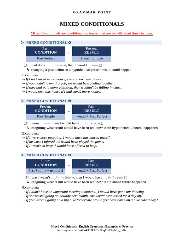 Understanding Mixed Conditionals in English | PDF | Linguistics | Grammar