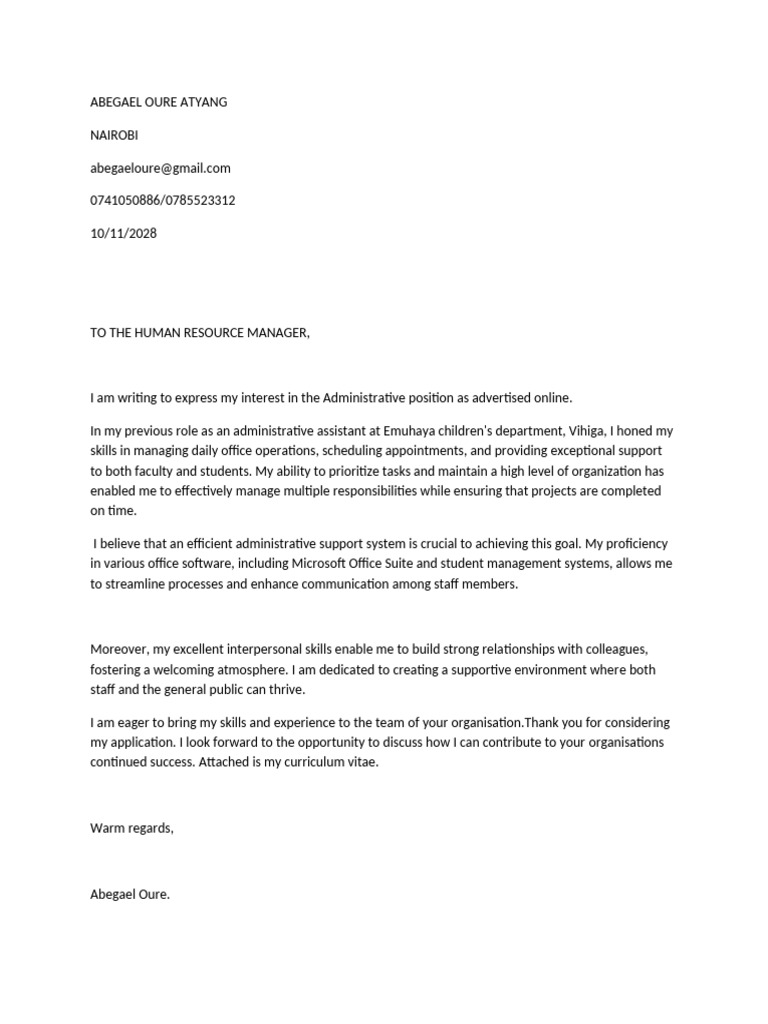 Administrative Assistant Application | PDF