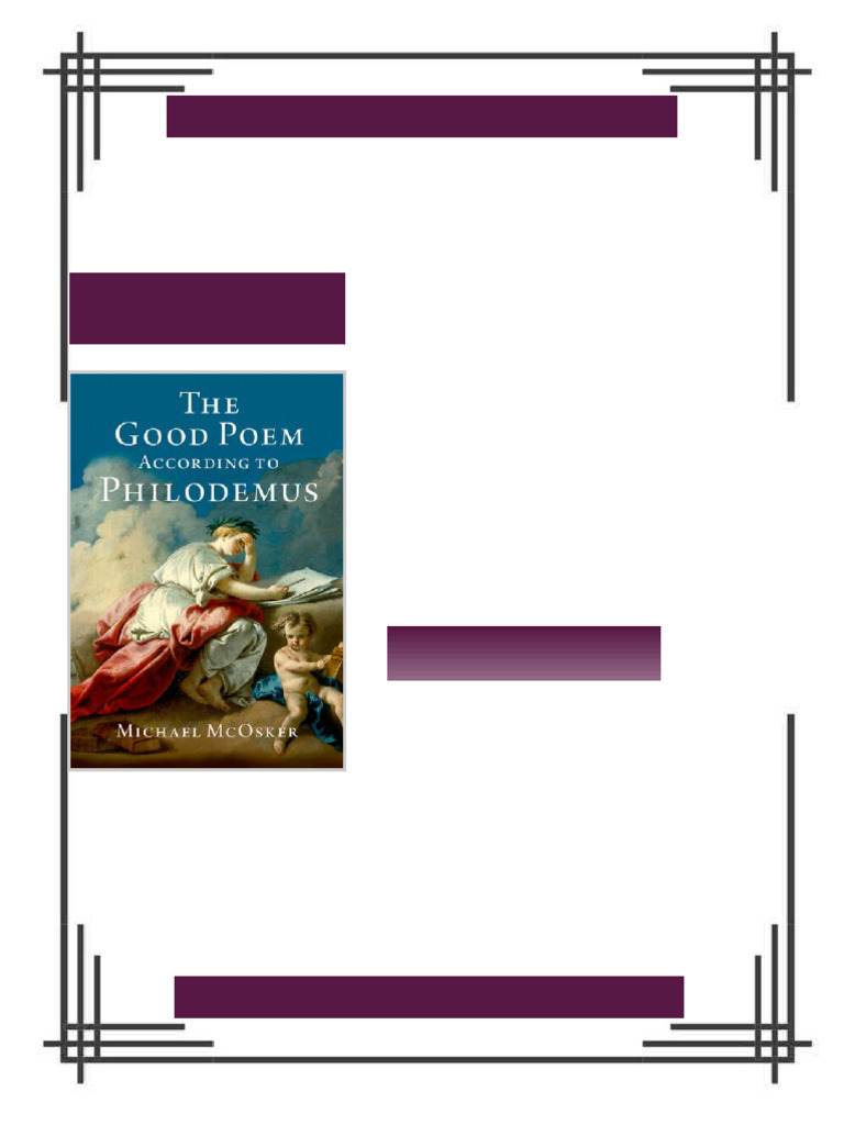 The Good Poem According To Philodemus Michael Mcosker Ebook Premium ...