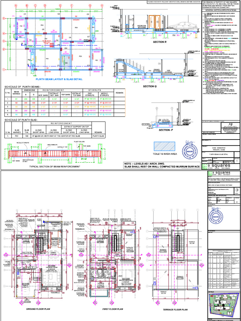 Plinth Beam With Slab, Floor Plans and Sections Drawings PDF | PDF