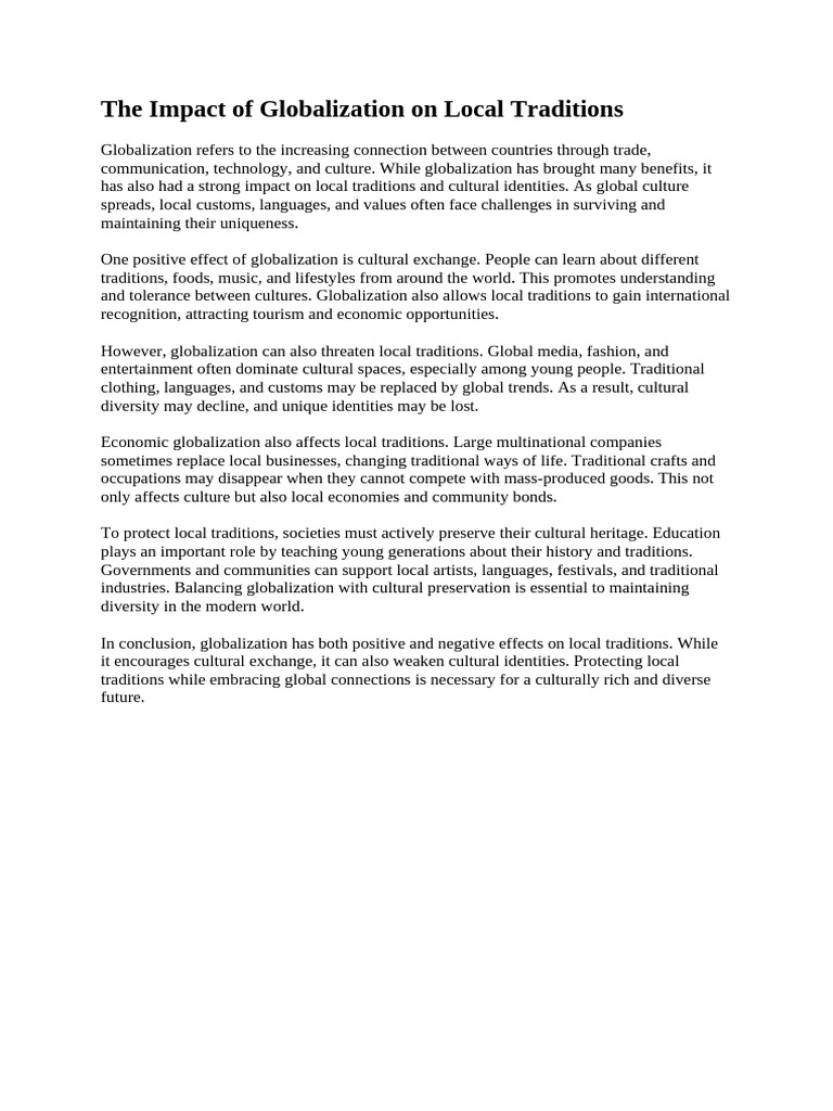 The Impact of Globalization on Local Traditions | PDF
