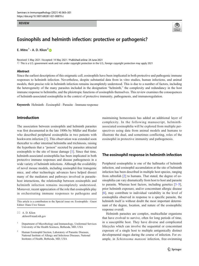 Eosinophils in Helminth Infections | PDF | T Helper Cell | Lymphatic System