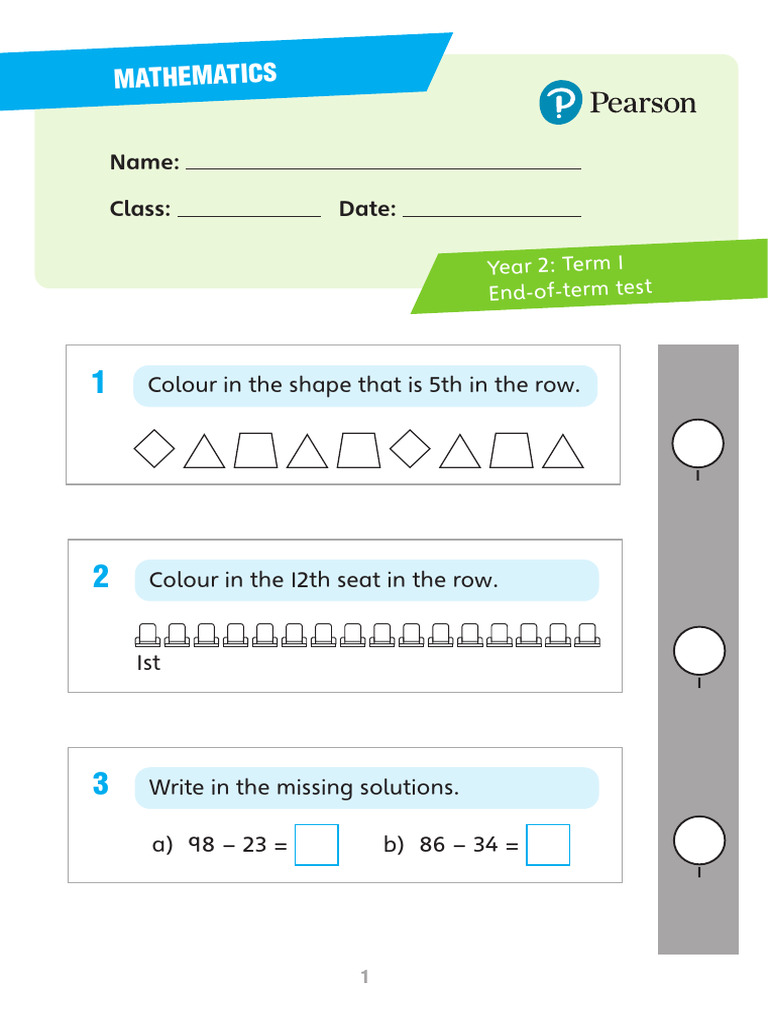 Year 2 Mathematics End-of-Term Test | PDF | Length