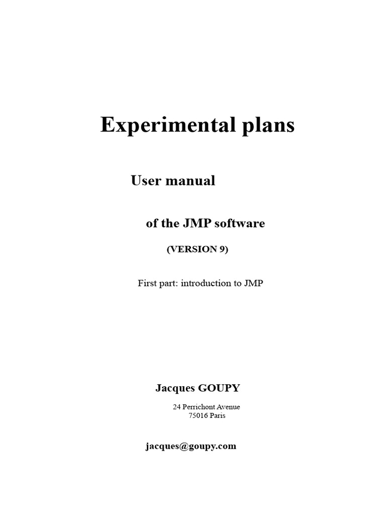 JMP Software User Manual: Experimental Plans | PDF | Variance | Jmp ...