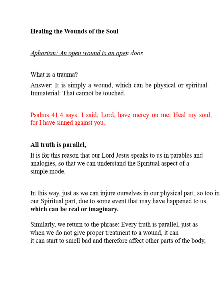 Healing Spiritual Trauma and Wounds | PDF | Saul | Books Of Samuel