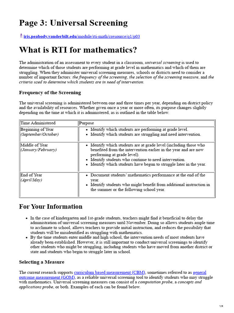 Iris.peabody.vanderbilt.edu-Page 3 Universal Screening | PDF | Algebra ...