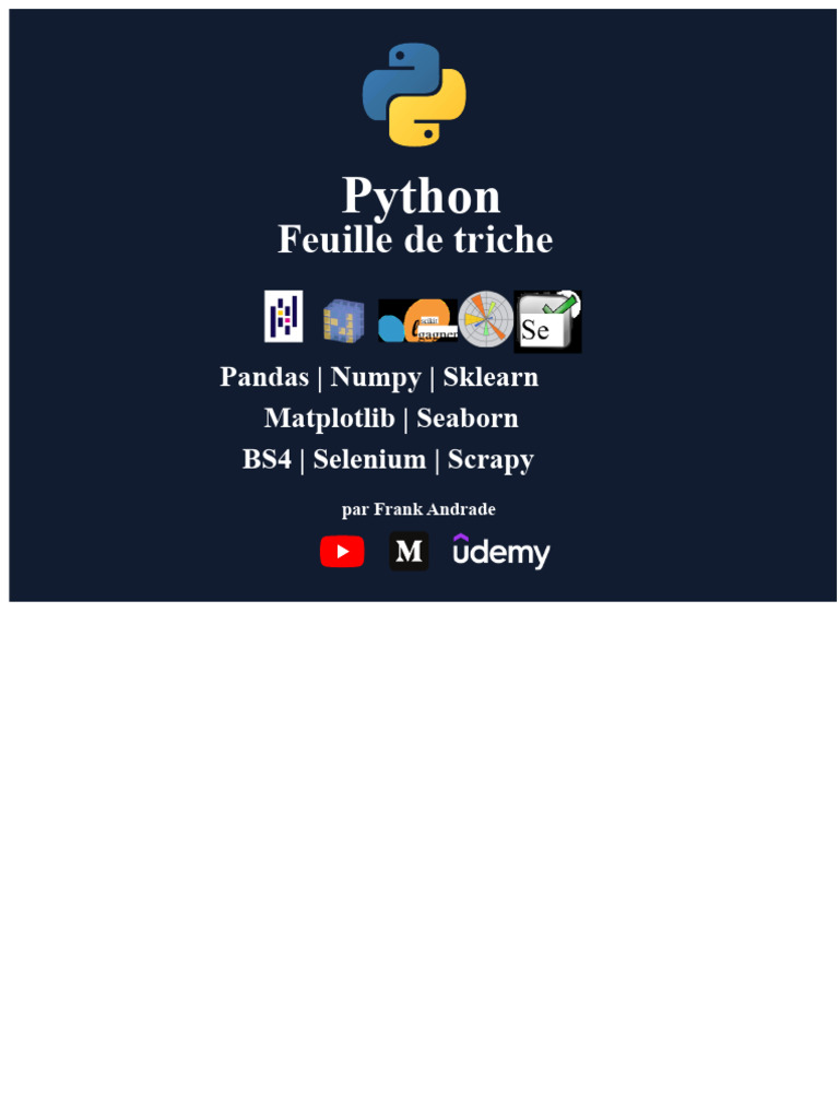 Feuille de triche Python et bibliothèques | PDF | Python (Langage de ...