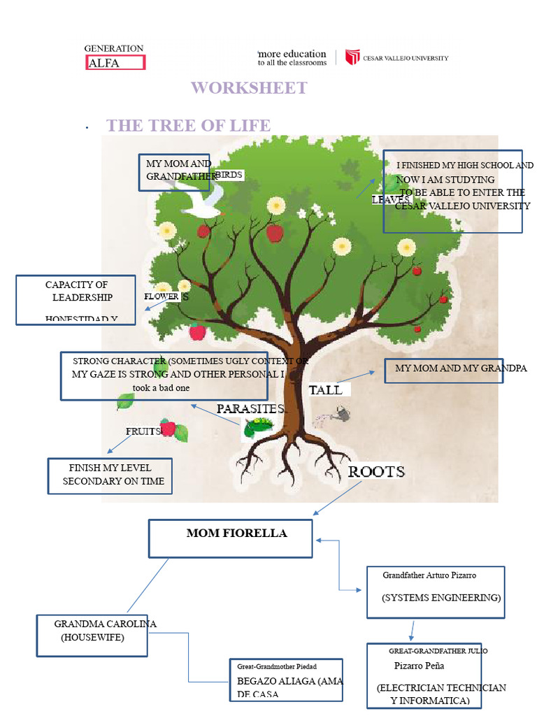 WORKSHEET - TREE OF LIFE | PDF | Grandparent | Family