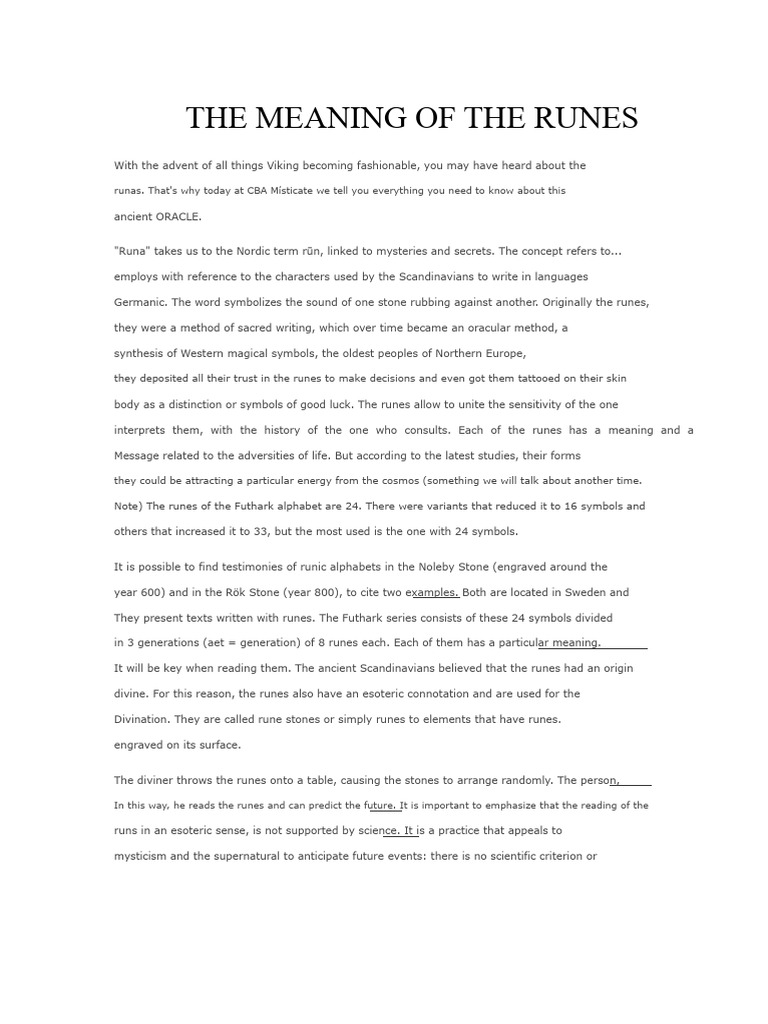 THE MEANING OF THE RUNES | PDF | Runes