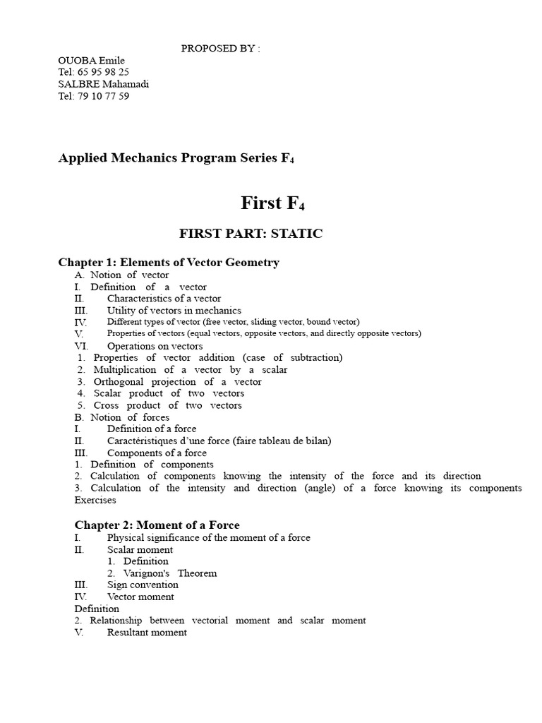 APPLIED MECHANICS COURSE SERIES F4 & First Part-1 | PDF | Euclidean ...