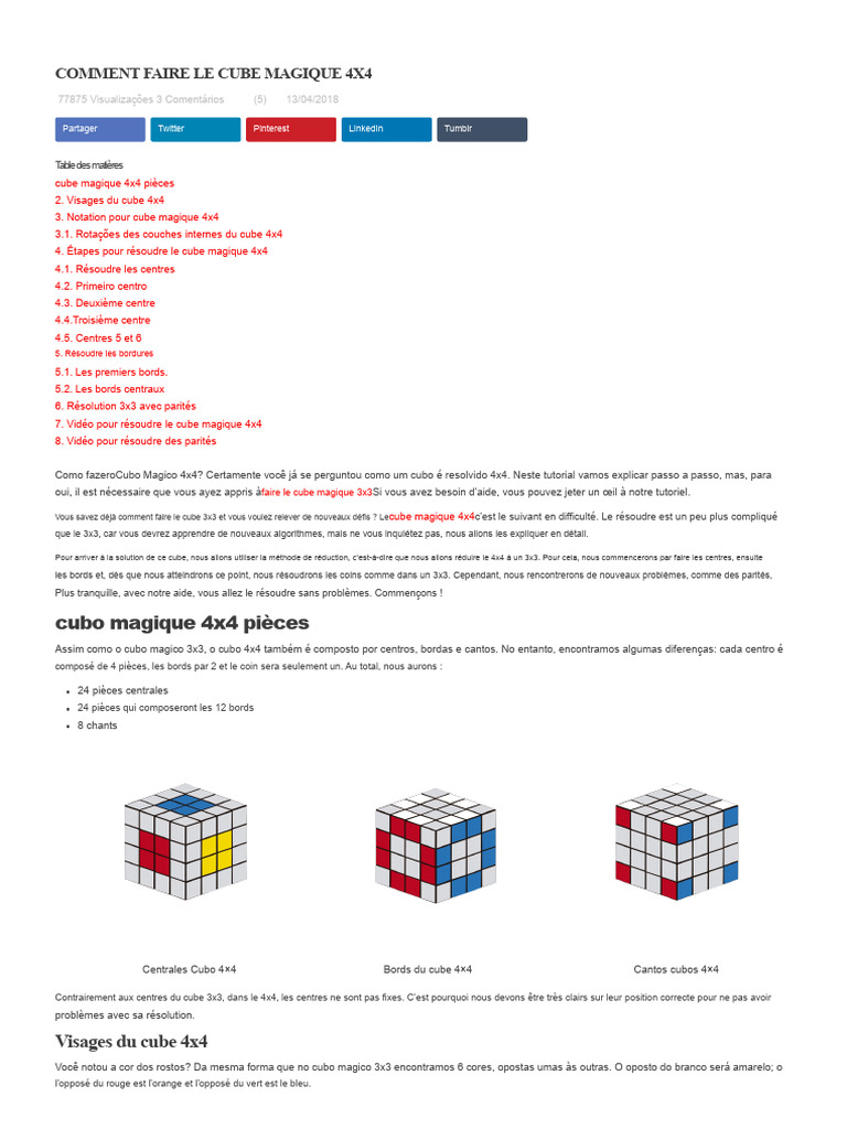 Guide de résolution du cube 4x4 | PDF | Couleur