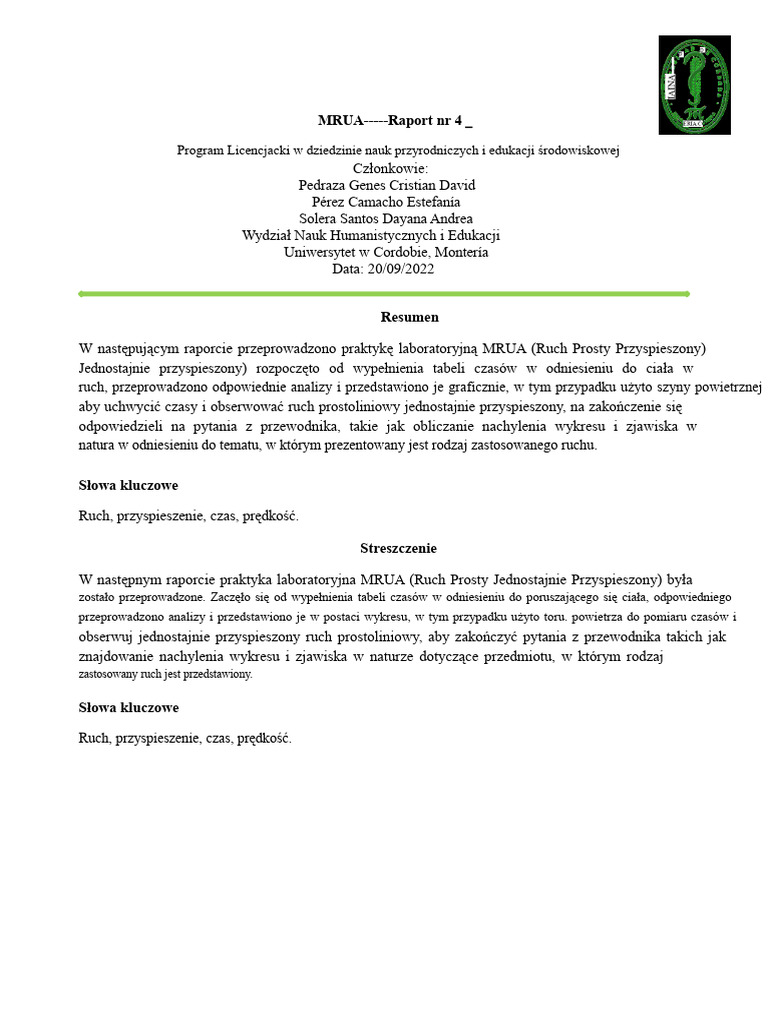 M.R.U.A. Raport 4 | PDF