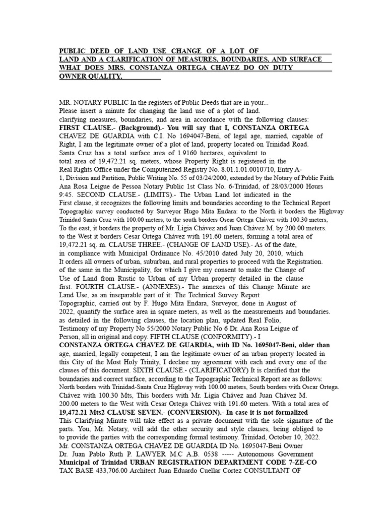 Land Use Change Deed for Urban Property | PDF | Land Lot | Land Law