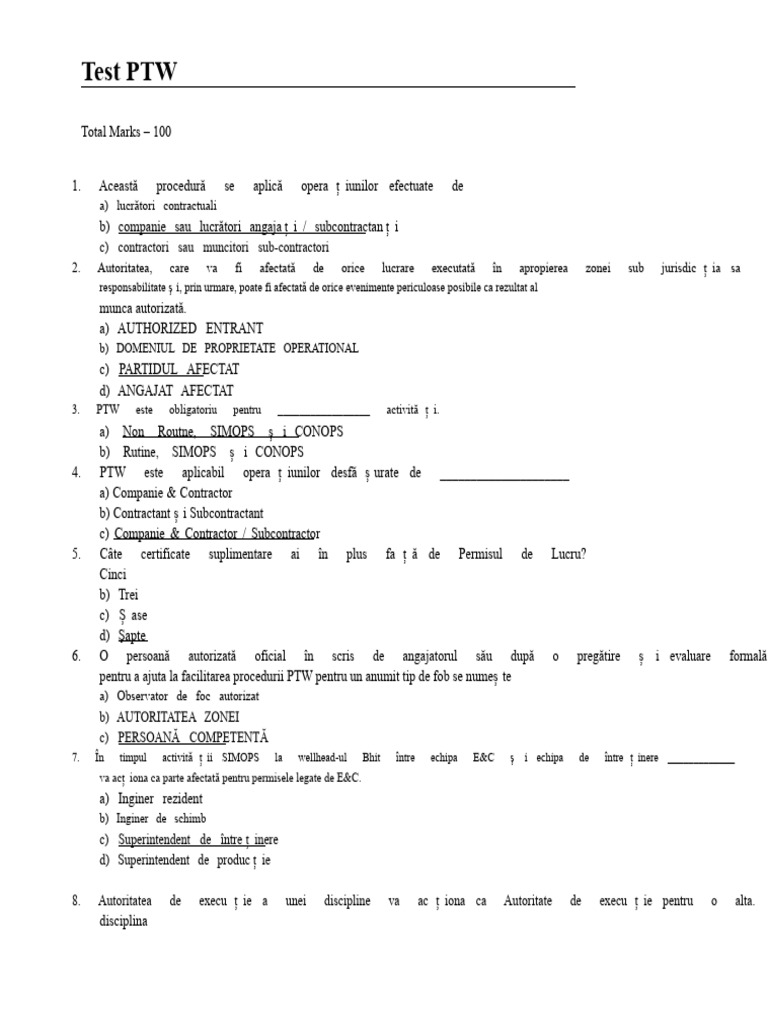 Test PTW # 1 | PDF