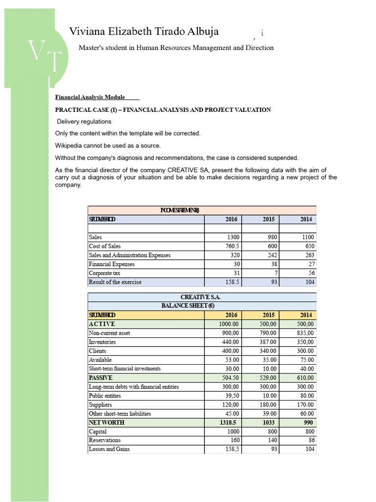 Financial Analysis & Project Valuation Guide | PDF | Balance Sheet ...