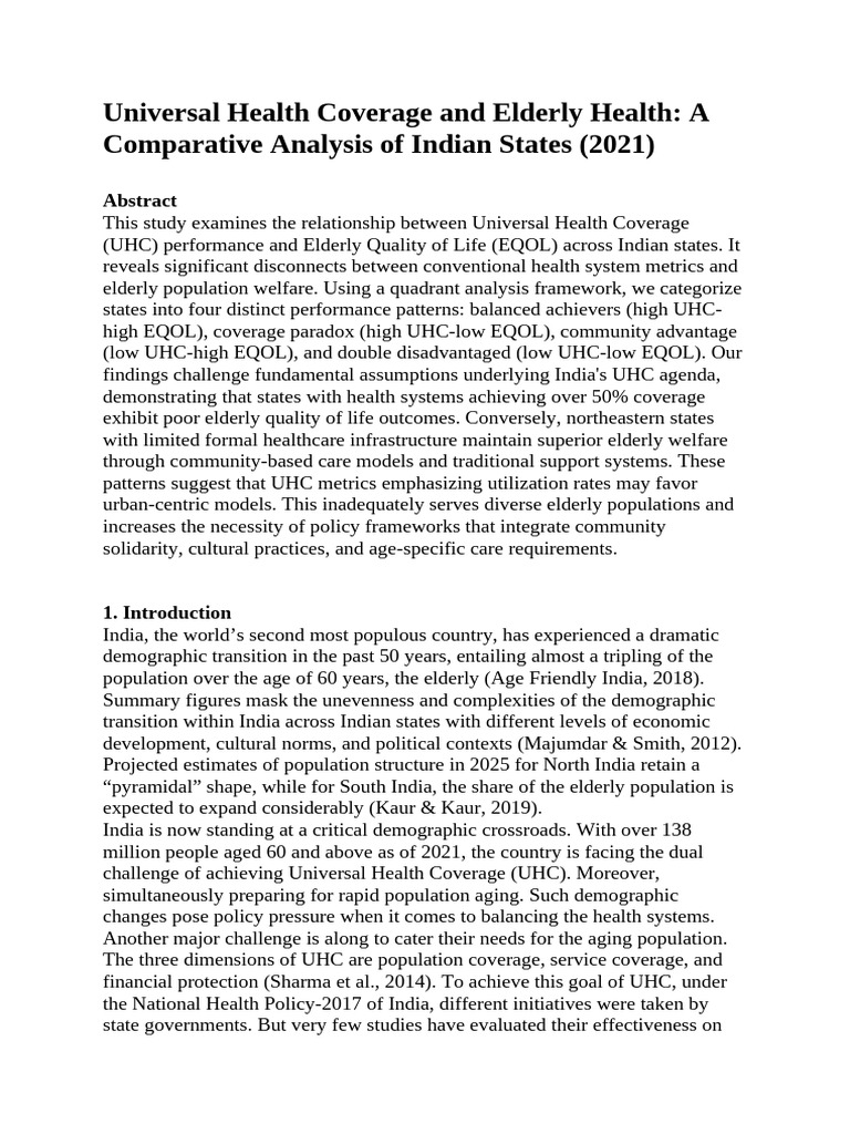 Universal Health Coverage and Elderly Health A Comparative Analysis of ...