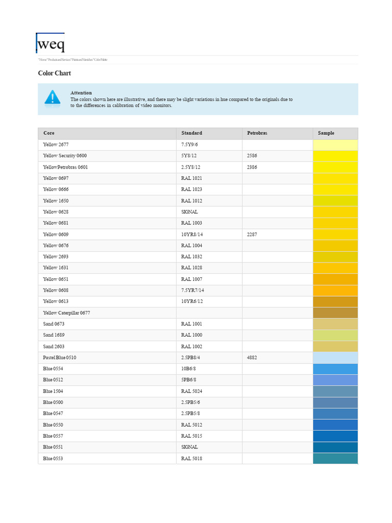 Comprehensive Color Palette Guide | PDF | Yellow | Color