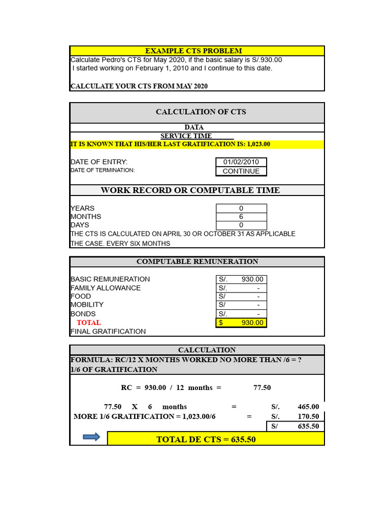 CTS Calculation. Exercises Five | PDF | Employment Compensation ...