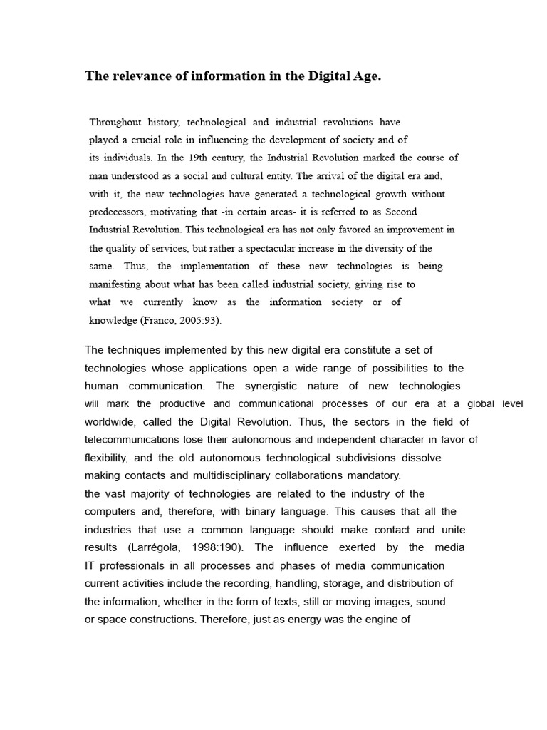 Impact of Digital Age on Information Society | PDF | Information ...