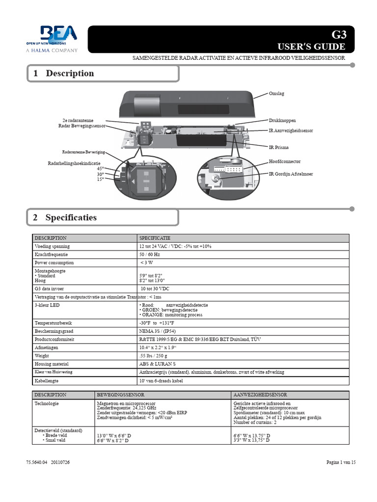 Bea Wizard g3 Dubbele Technologie Bewegingssensor en Infrarood ...