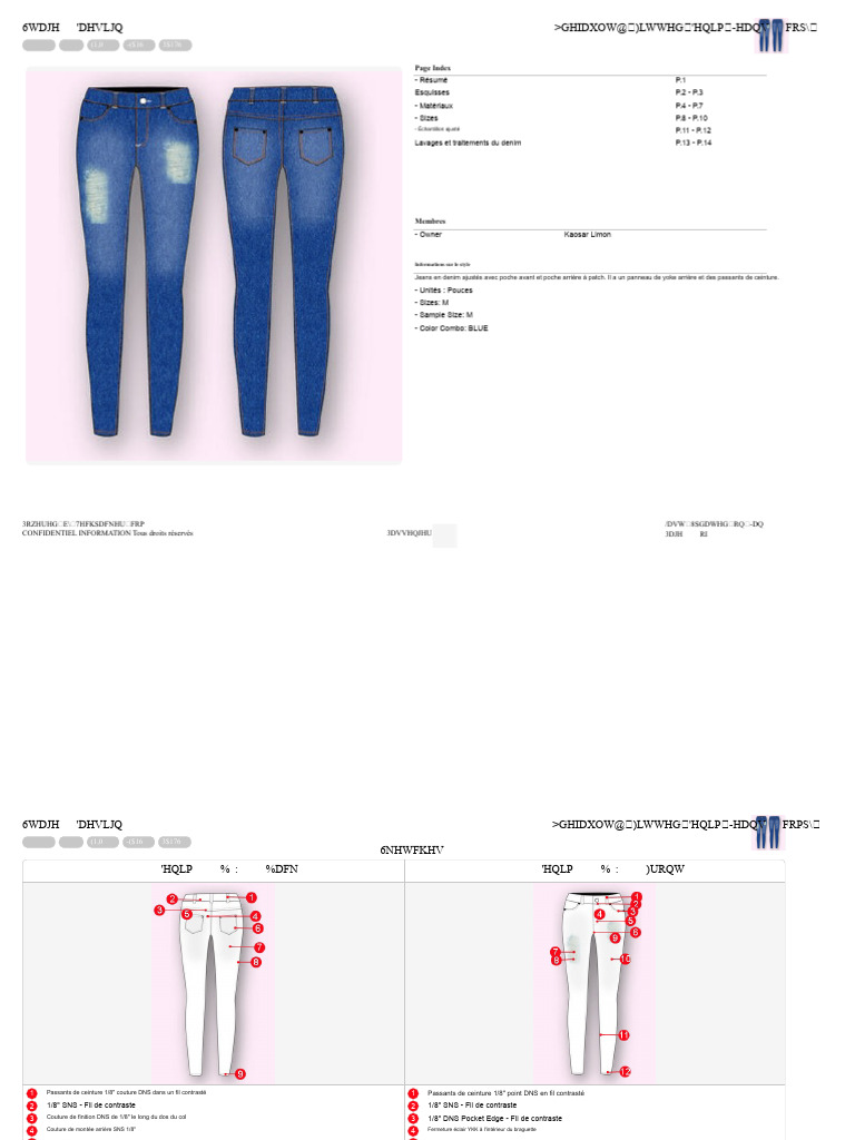 Spécifications des Jeans en Denim Ajustés | PDF | jeans