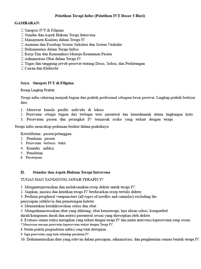 Pelatihan Terapi Infus | PDF