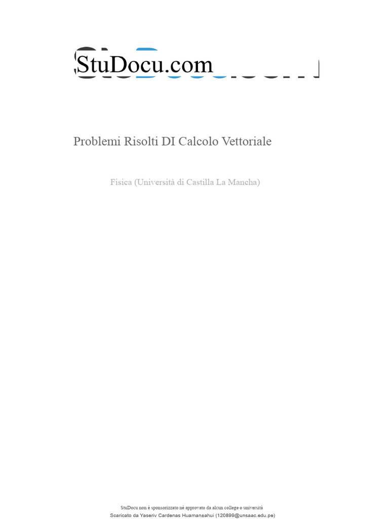 Problemi Risolti Di Calcolo Vettoriale | PDF