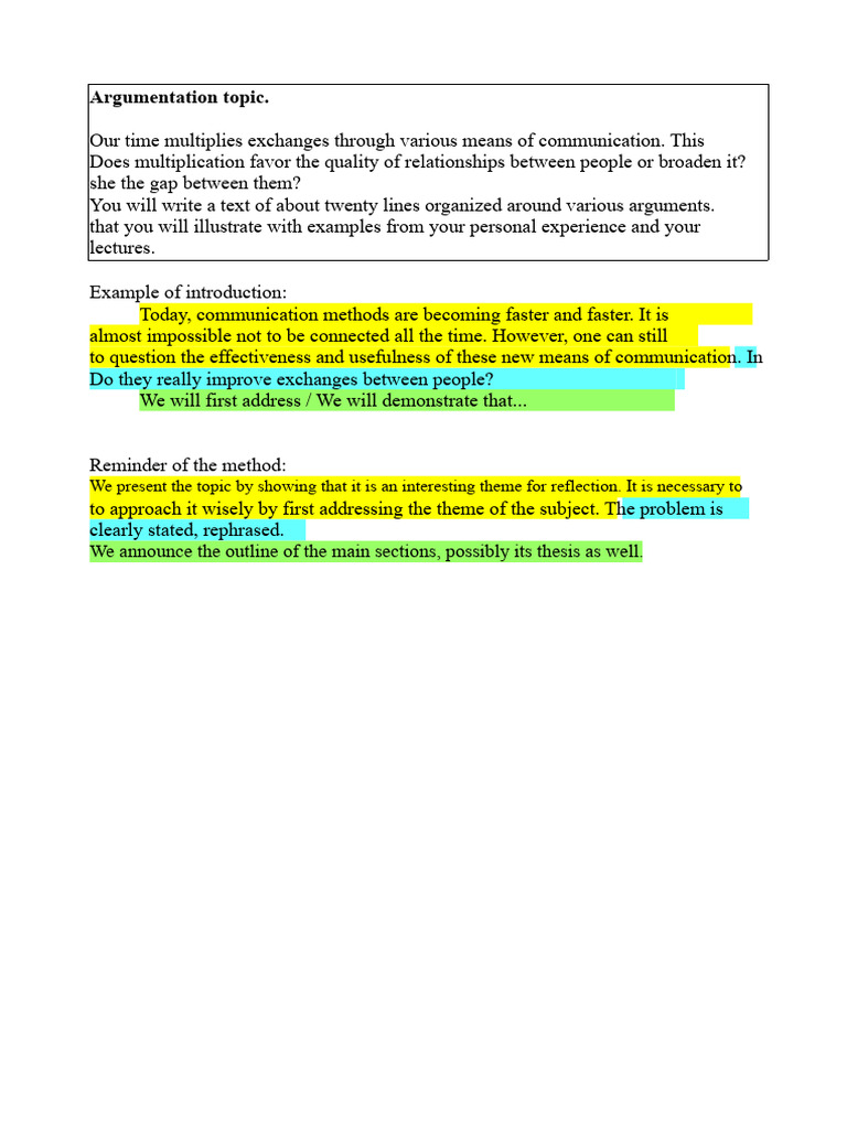 Example of Introduction Argumentative Reflection Topic | PDF