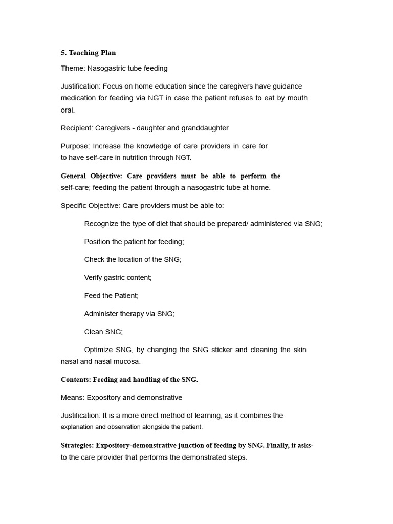 Nasogastric Tube Feeding Guide for Caregivers | PDF | Medical ...