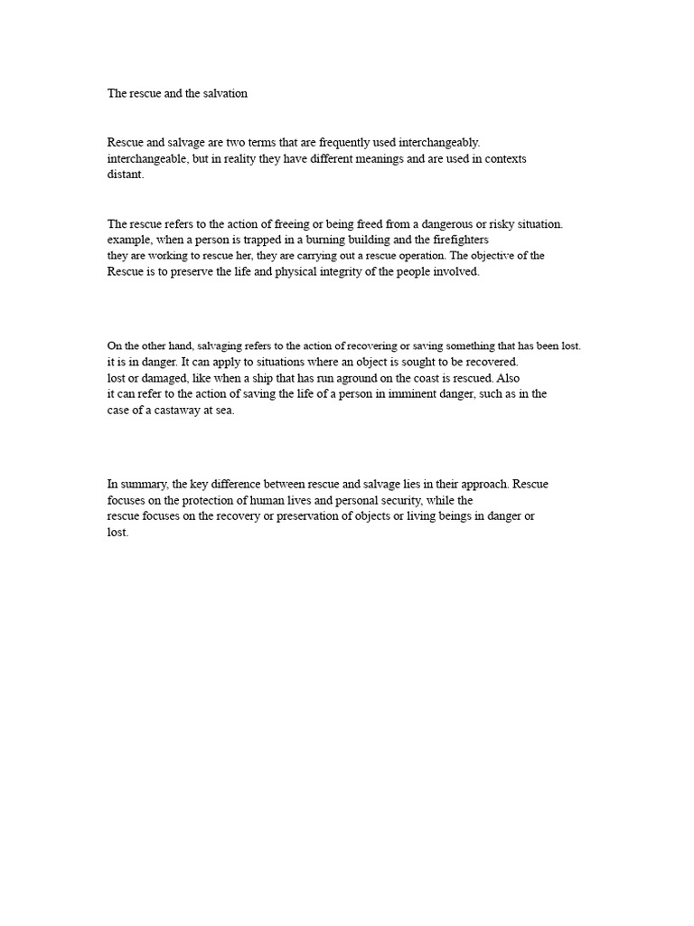 Difference Between Rescue and Salvage | PDF