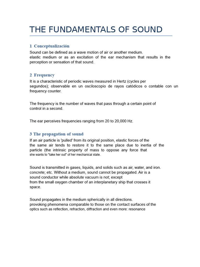 The Fundamentals of Sound | PDF