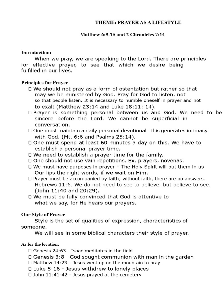Principles of Effective Prayer Life | PDF | Prayer | Jesus