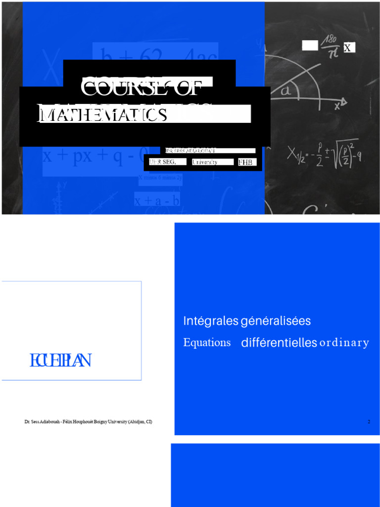 Mathematics Course: Integrals & ODEs | PDF | Equations | Differential ...